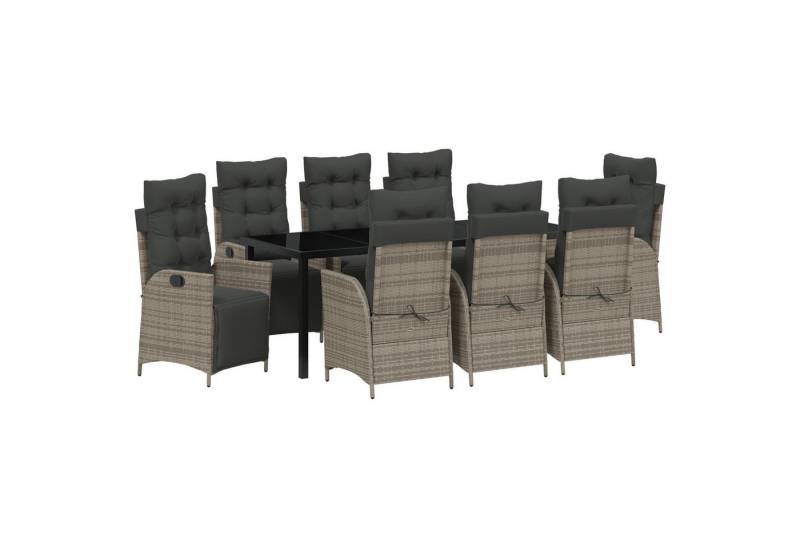 vidaXL Gartenstuhl 9-teiliges Garten-Ess-Set Grau Poly-Rattan (9 St) von vidaXL