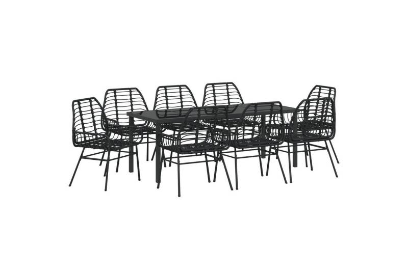 vidaXL Gartenstuhl 9-teiliges Garten-Ess-Set Schwarz Poly Rattan (9 St) von vidaXL