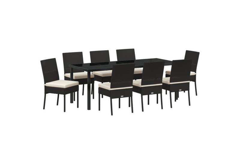 vidaXL Gartenstuhl 9-teiliges Garten Esszimmer Set Schwarz Poly-Rattan (9 St) von vidaXL