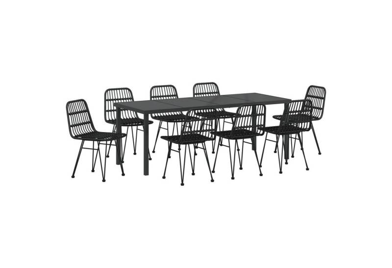 vidaXL Gartenstuhl 9-teiliges Garten-Esszimmer-Set Schwarz Poly Rattan (9 St) von vidaXL