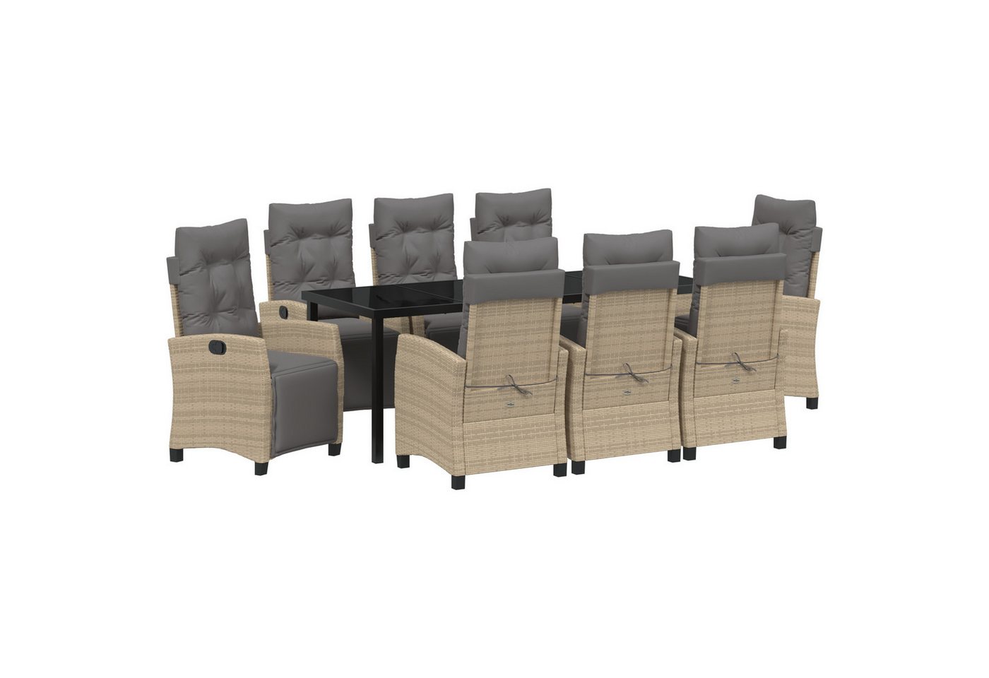 vidaXL Gartenstuhl 9-tlg. Garten-Essgruppe Beige Poly Rattan (9 St) von vidaXL