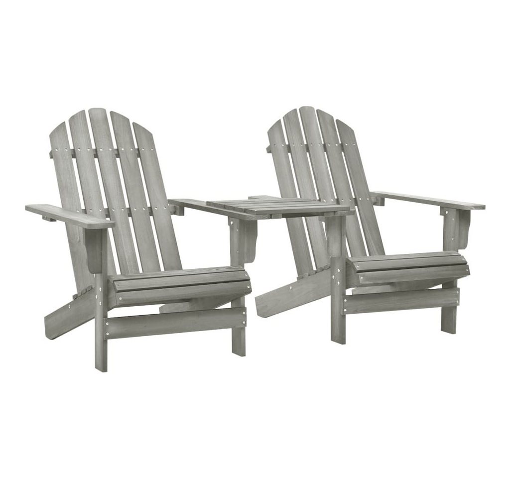 vidaXL Gartenstuhl Adirondack-Gartenstühle mit Tisch Massivholz Tanne Grau (1 St) von vidaXL