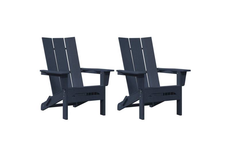 vidaXL Gartenstuhl Faltbare Adirondack Stühle 2 Stück Marineblau 74.5x80.5x90 cm HDPE (2 St) von vidaXL
