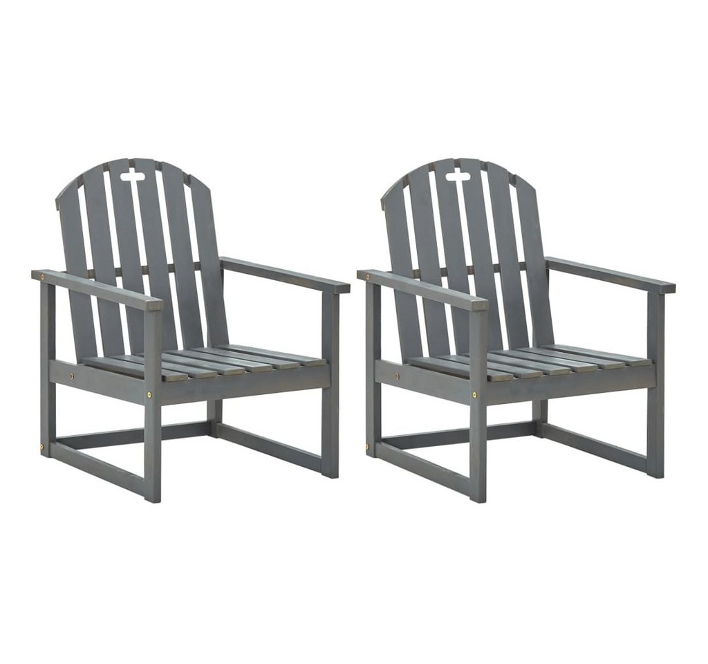 vidaXL Gartenstuhl Garten-Armlehnstühle 2 Stk. Grau Massivholz (2 St) von vidaXL