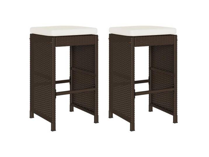 vidaXL Gartenstuhl Garten Barhocker mit Kissen 2 Stk Braun PolyRattan, braun von vidaXL