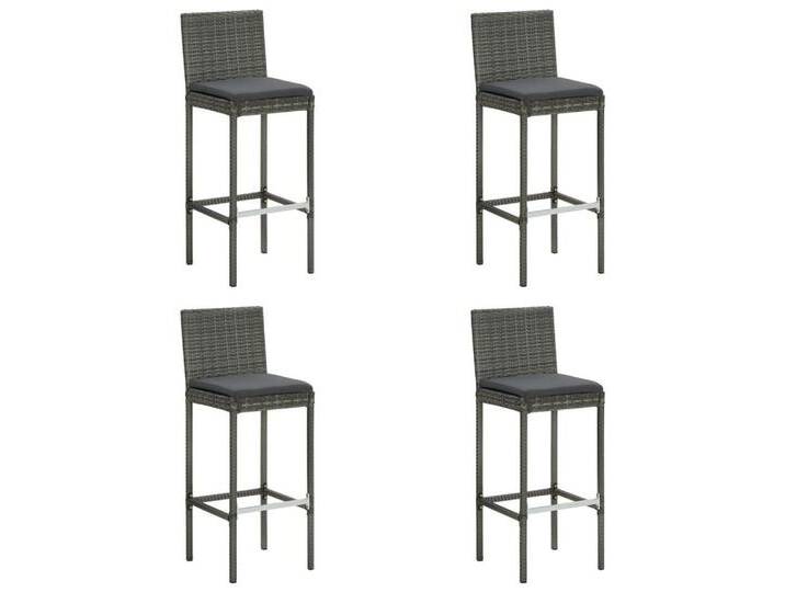 vidaXL Gartenstuhl Garten-Barhocker mit Kissen 4 Stk. Grau Poly Rattan (4 St), grau von vidaXL