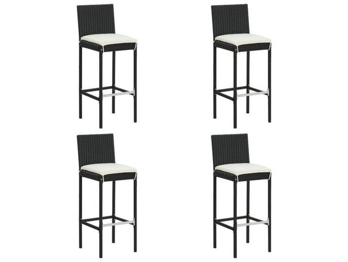 vidaXL Gartenstuhl Garten-Barhocker mit Kissen 4 Stk. Schwarz Poly Rattan (4 St), schwarz von vidaXL