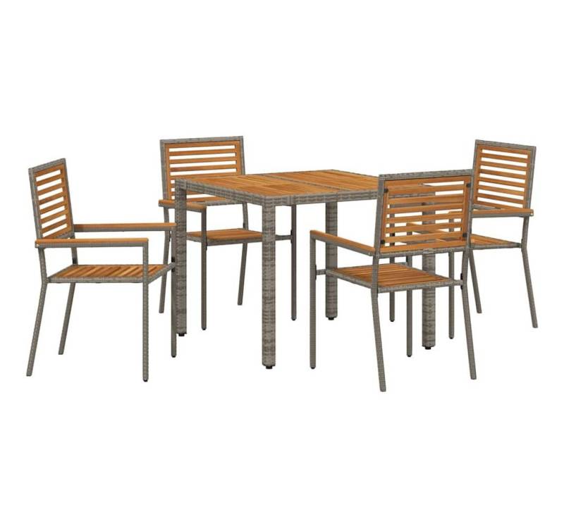 vidaXL Gartenstuhl Garten Essgruppe 5 pcs Grau 90 x 90 x 75 cm Poly-Rattan (5 St) von vidaXL