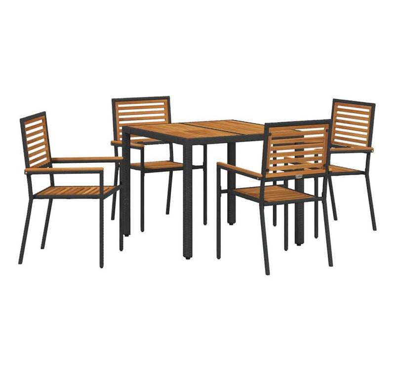 vidaXL Gartenstuhl Garten Essgruppe 5 pcs Schwarz und Holz 90 x 90 x 75 cm (5 St) von vidaXL