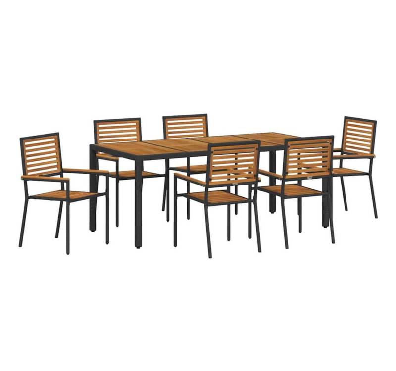 vidaXL Gartenstuhl Garten Essgruppe 7 pcs Schwarz und Holz 190 x 90 x 75 cm (7 St) von vidaXL