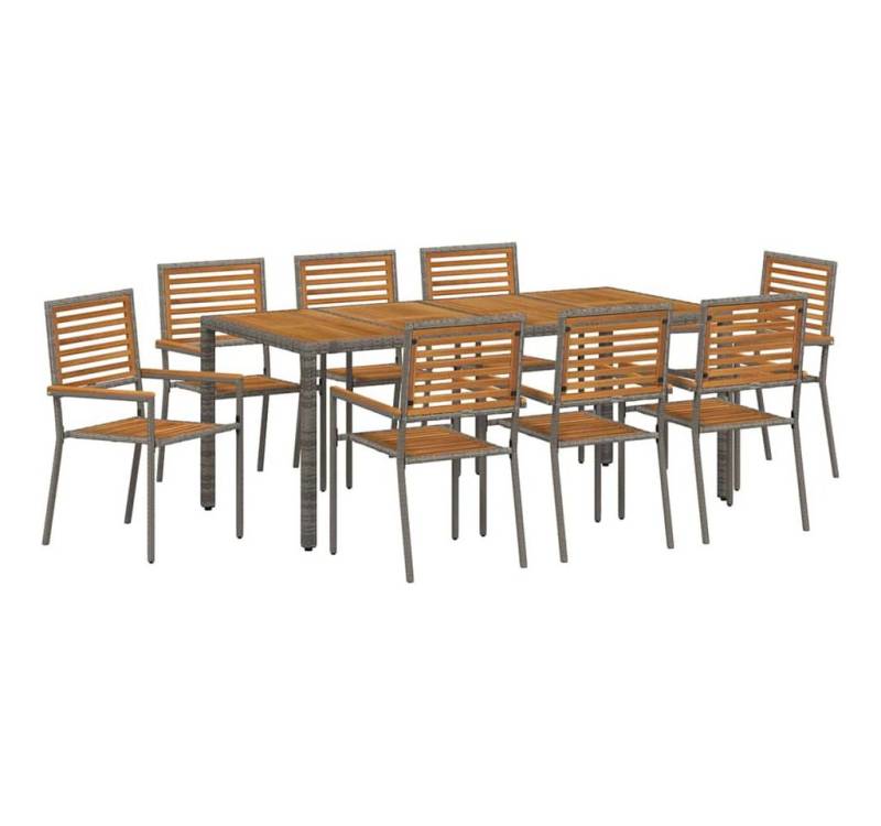 vidaXL Gartenstuhl Garten Essgruppe 9 pcs Grau und Braun 190 x 90 x 75 cm (9 St) von vidaXL