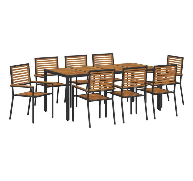 vidaXL Gartenstuhl Garten Essgruppe 9 pcs Schwarz 190 x 90 x 75 cm Poly-Rattan (9 St) von vidaXL