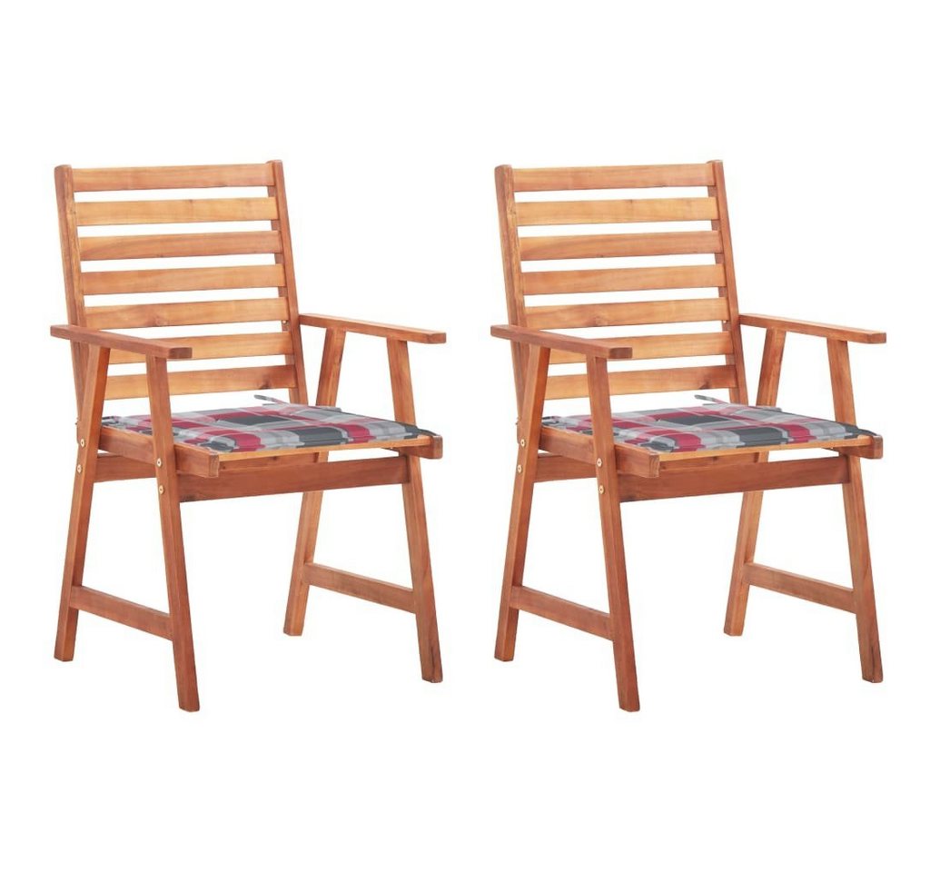 vidaXL Gartenstuhl Garten-Essstühle 2 Stk. mit Kissen Massivholz (2 St) von vidaXL