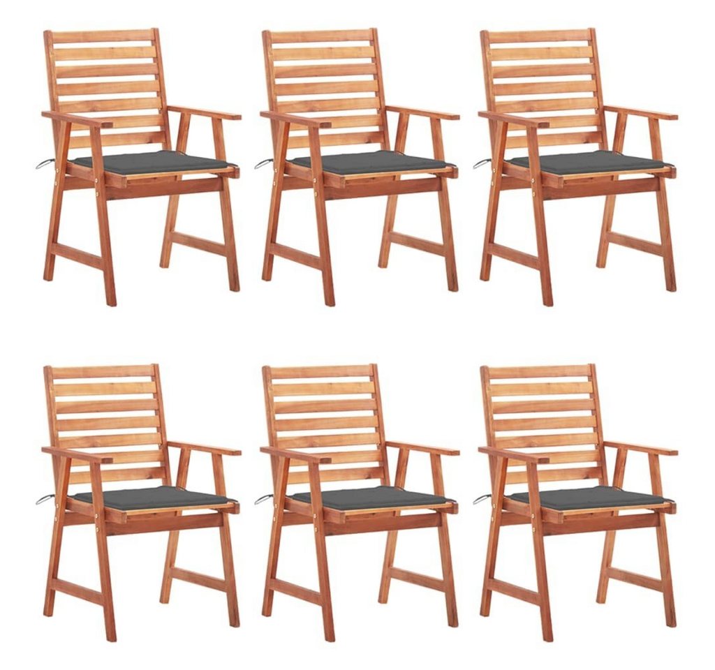 vidaXL Gartenstuhl Garten-Essstühle 6 Stk. mit Kissen Massivholz Akazie (6 St) von vidaXL