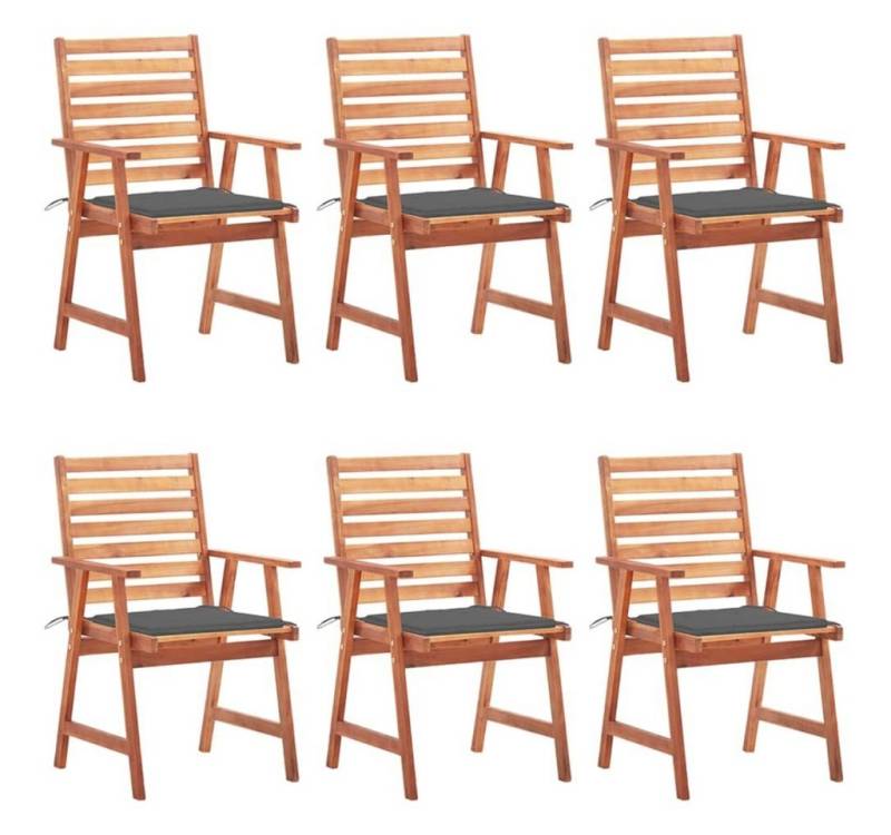 vidaXL Gartenstuhl Garten-Essstühle 6 Stk. mit Kissen Massivholz Akazie (6 St) von vidaXL