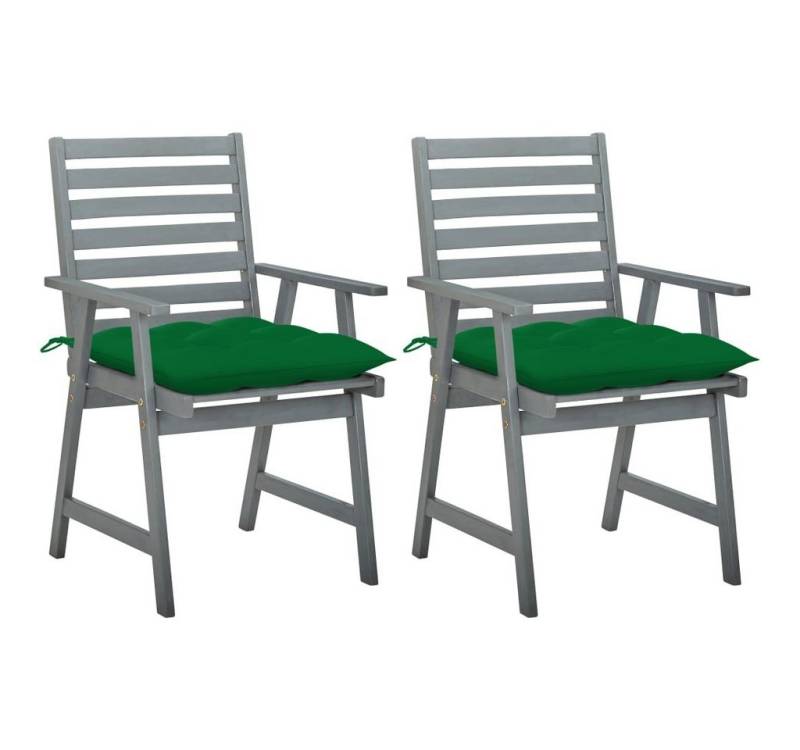 vidaXL Gartenstuhl Garten-Essstühle mit Kissen 2 Stk. Massivholz Akazie (2 St) von vidaXL