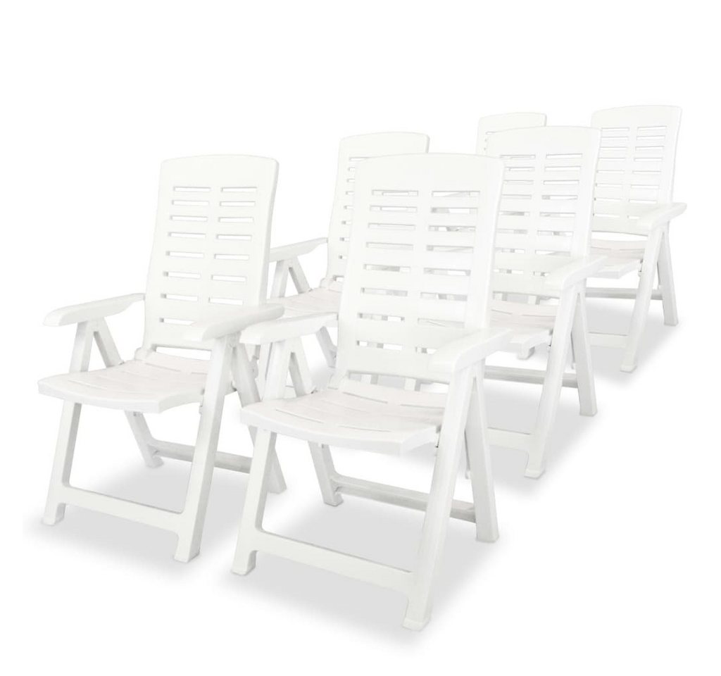 vidaXL Gartenstuhl Garten-Liegestühle 6 Stk. Kunststoff Weiß (6 St) von vidaXL