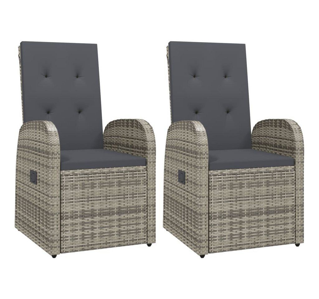 vidaXL Gartenstuhl Garten-Liegestühle mit Kissen 2 Stk. Grau Poly Rattan vidaXL Gartenstuhl Garten-Liegestühle mit Kissen 2 Stk. Grau Poly Rattan von vidaXL