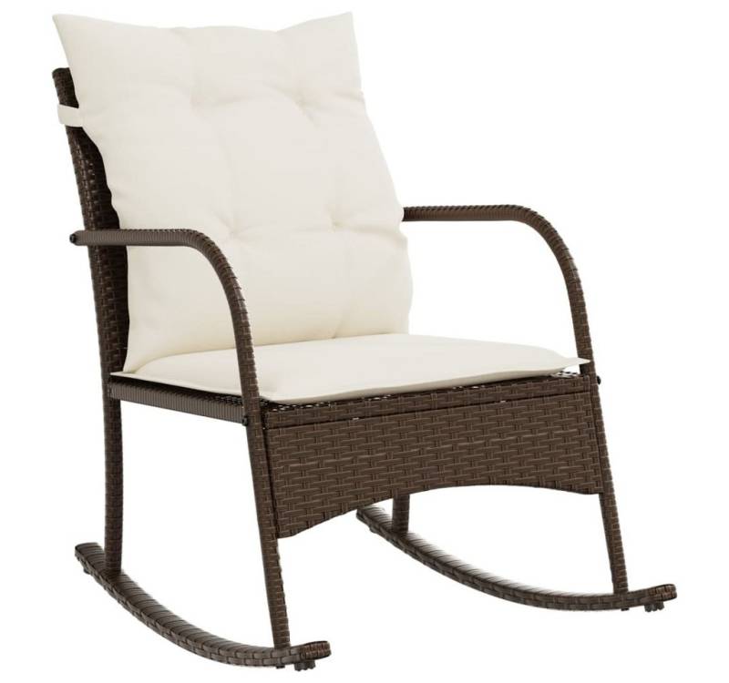 vidaXL Gartenstuhl Garten-Schaukelstuhl mit Kissen Braun Polyrattan von vidaXL