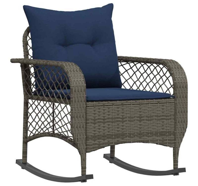 vidaXL Gartenstuhl Garten-Schaukelstuhl mit Kissen Grau Poly Rattan (1 St) von vidaXL