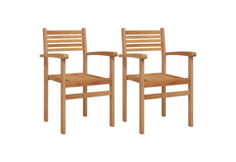 vidaXL Gartenstuhl Garten Stapelstühle 2 pcs Braun 55.5 x 55.5 x 90 cm (2 St) von vidaXL