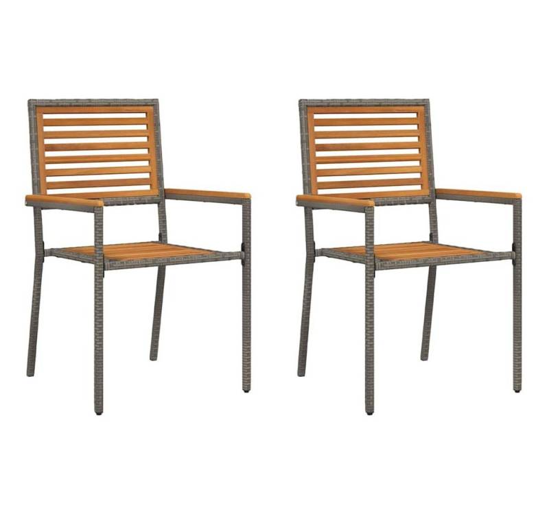 vidaXL Gartenstuhl Garten Stapelstühle 2 pcs Braun und Grau (2 St) von vidaXL