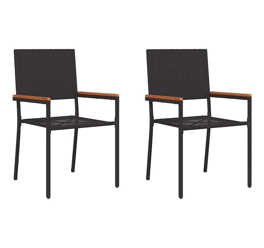 vidaXL Gartenstuhl Garten Stapelstühle 2 pcs Schwarz und Braun (2 St) von vidaXL