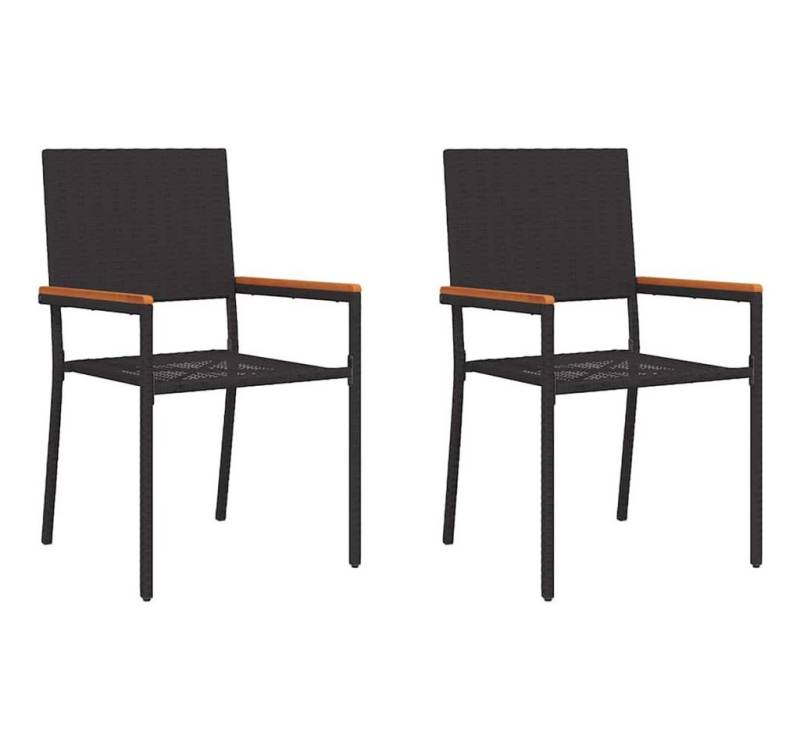 vidaXL Gartenstuhl Garten Stapelstühle 2 pcs Schwarz und Braun (2 St) von vidaXL