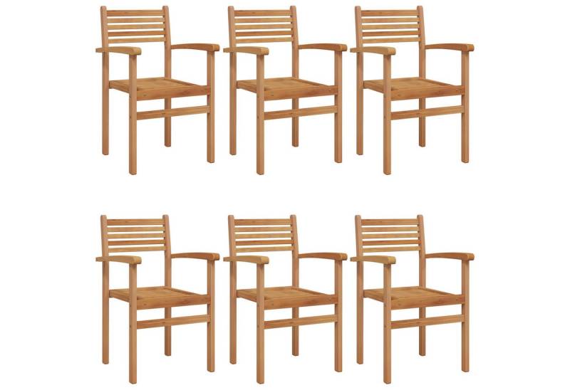 vidaXL Gartenstuhl Garten Stapelstühle 6 pcs Braun 55.5 x 55.5 x 90 cm (6 St) von vidaXL