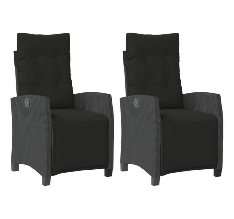 vidaXL Gartenstuhl Gartensessel mit Fußteil 2 Stk Verstellbar Schwarz Polyrattan von vidaXL