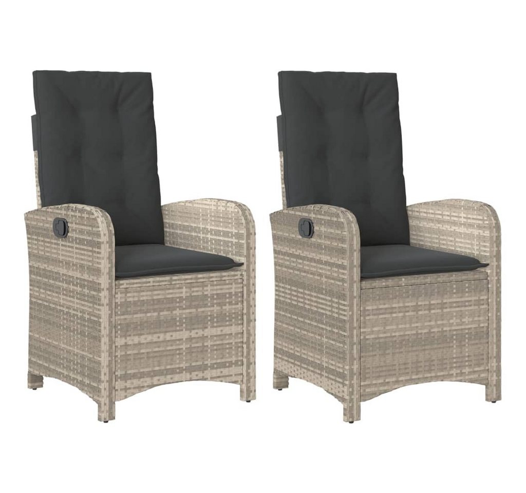 vidaXL Gartenstuhl Gartensessel mit Kissen 2 Stk. Verstellbar Hellgrau Poly Rattan vidaXL Gartenstuhl Gartensessel mit Kissen 2 Stk. Verstellbar Hellgrau Poly Rattan von vidaXL