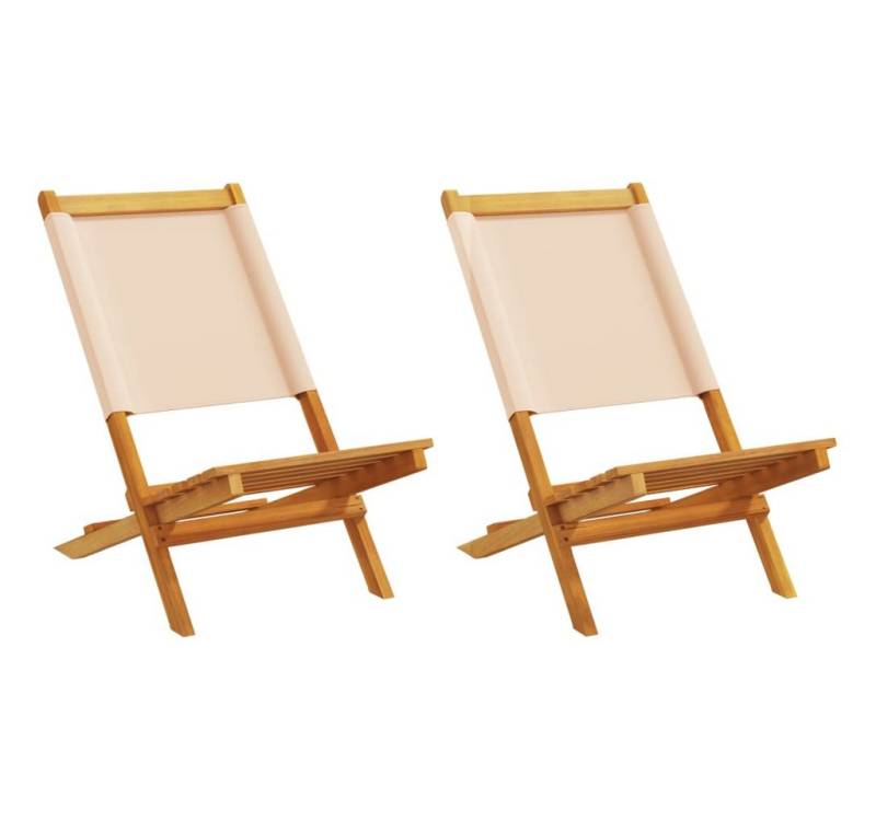 vidaXL Gartenstuhl Gartenstühle 2 Stk Beige Massivholz Akazie Stoff von vidaXL