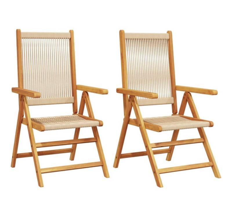 vidaXL Gartenstuhl Gartenstühle 2 Stk. Beige Massivholz und Polypropylen (2 St) von vidaXL