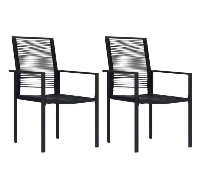 vidaXL Gartenstuhl Gartenstühle 2 Stk. PVC Rattan Schwarz (2 St) von vidaXL