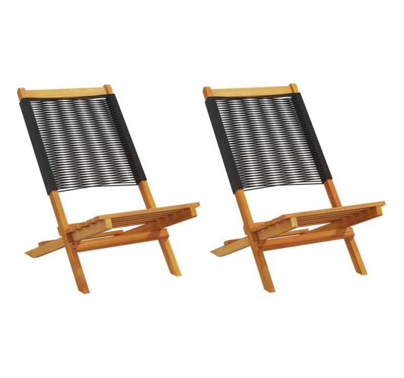 vidaXL Gartenstuhl Gartenstühle 2 Stk. Schwarz Massivholz Akazie und Polypropylen (2 St) von vidaXL