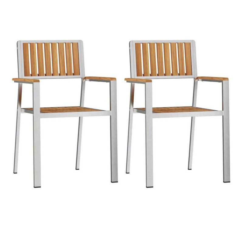 vidaXL Gartenstuhl Gartenstuhl 2 pcs Braun 56x54,5x87cm Massives holz (2 St) von vidaXL