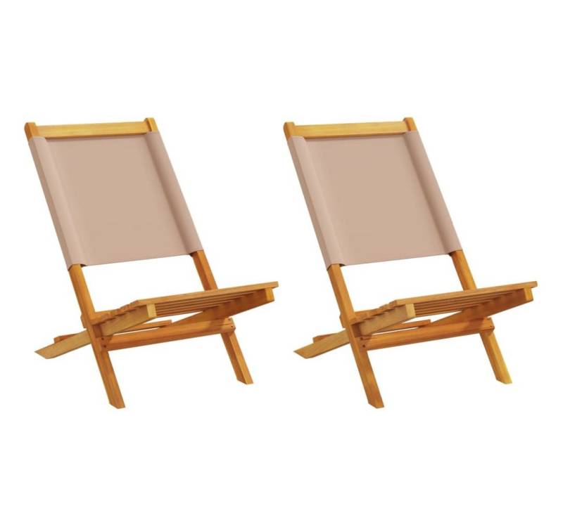 vidaXL Gartenstuhl Gartenstühle 2 Stk. Taupe Massivholz & Stoff (2 St) von vidaXL