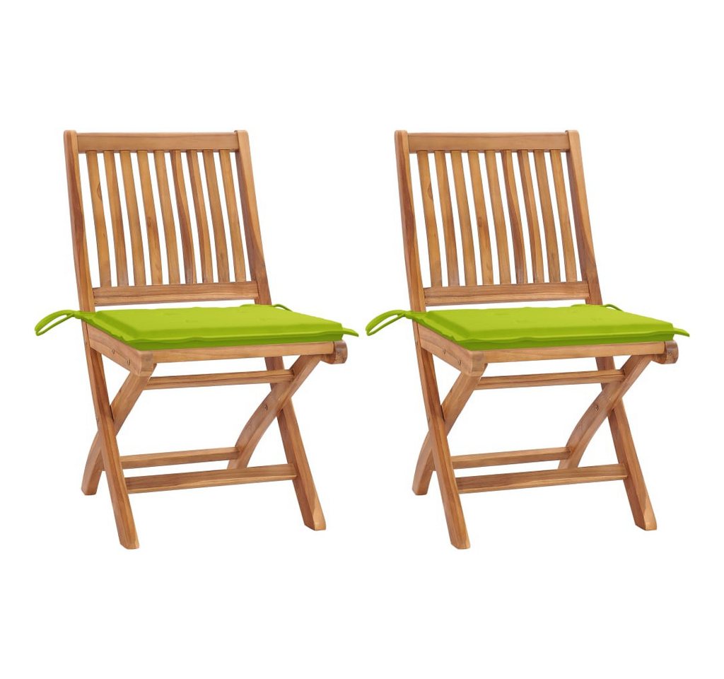 vidaXL Gartenstuhl Gartenstühle 2 Stk. mit Hellgrünen Kissen Massivholz (2 St) von vidaXL