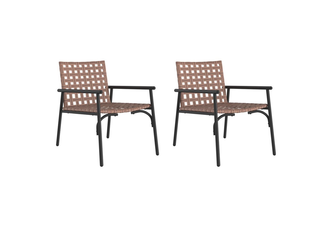 vidaXL Gartenstuhl Gartenstühle 2 Stück Schwarz 79x56x73,5 cm Poly Rattan von vidaXL