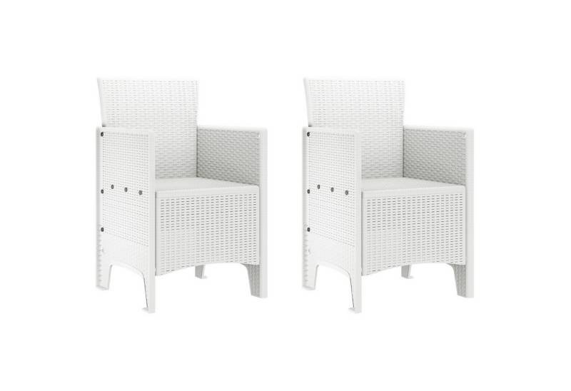 vidaXL Gartenstuhl Gartenstühle 2 Stk. Weiß Poly Rattan (2 St) von vidaXL
