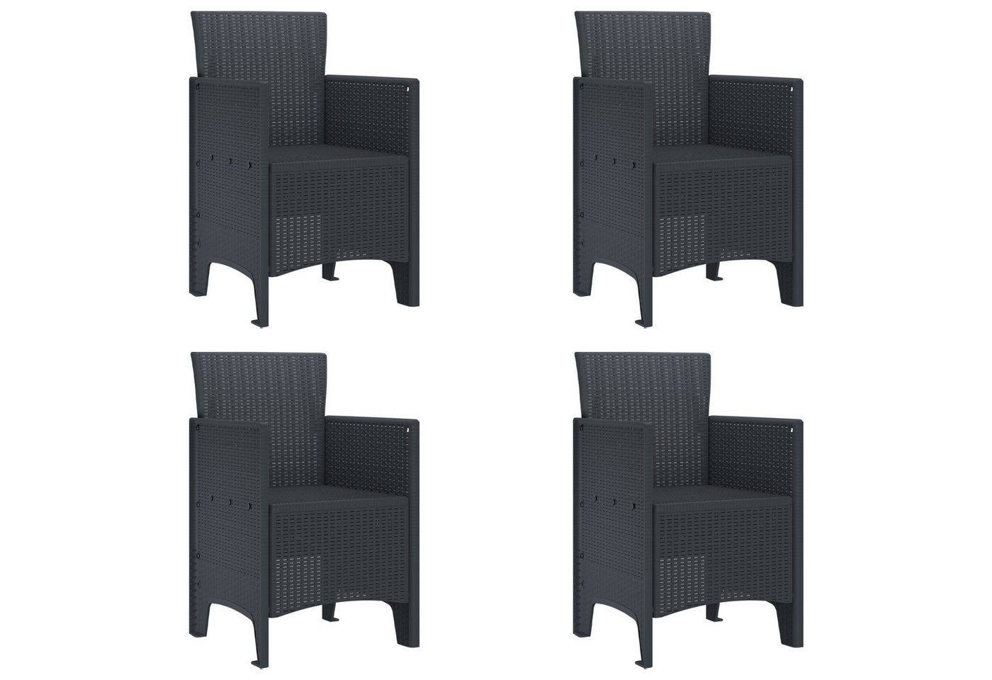 vidaXL Gartenstuhl Gartenstühle 4 Stk. Anthrazit Poly Rattan (4 St) von vidaXL