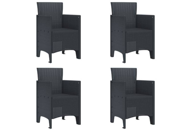 vidaXL Gartenstuhl Gartenstühle 4 Stk. Anthrazit Poly Rattan (4 St) von vidaXL