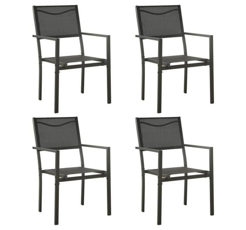 vidaXL Gartenstuhl Gartenstühle 4 Stk. Textilene und Stahl Schwarz und Anthrazit (4 St) von vidaXL
