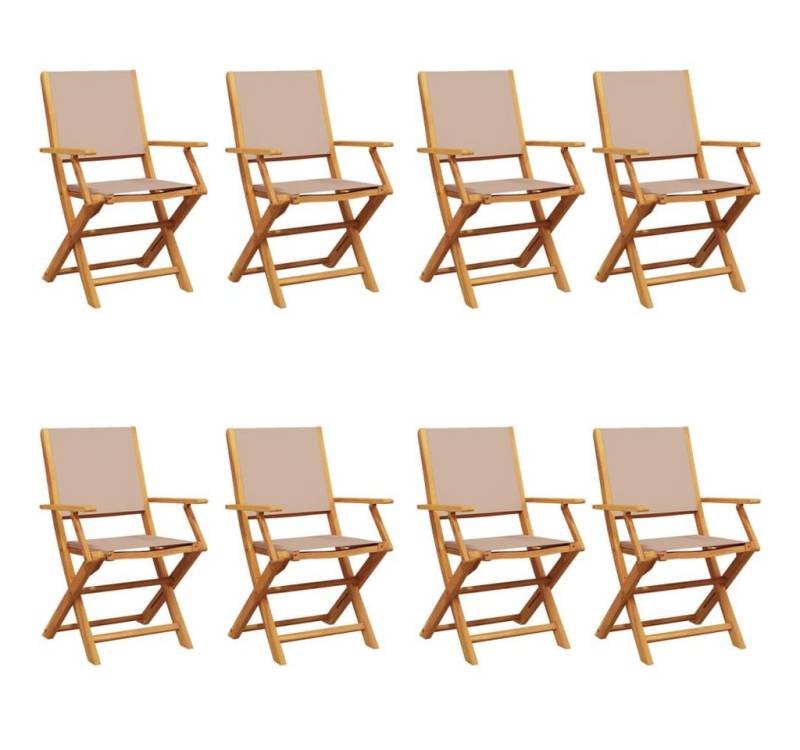vidaXL Gartenstuhl Gartenstühle 8 Stk. Klappbar Taupe Stoff und Massivholz (8 St) von vidaXL