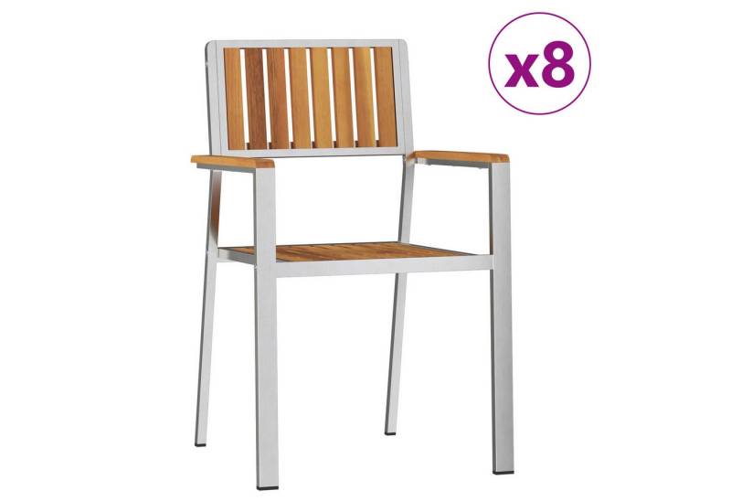 vidaXL Gartenstuhl Gartenstühle 8 Stk. Stapelbar 54,5x56x87 cm Massivholz (8 St) von vidaXL