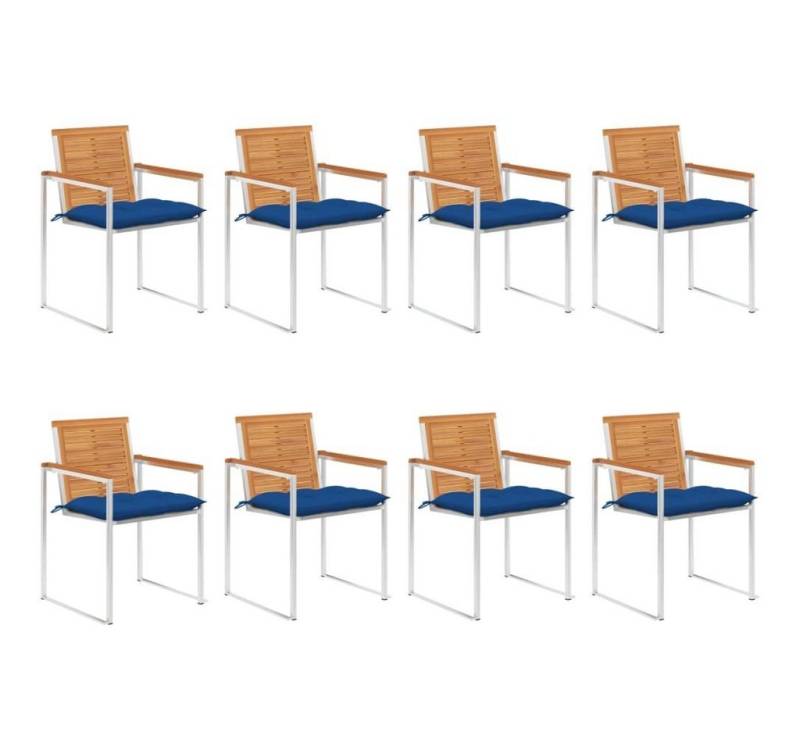 vidaXL Gartenstuhl Gartenstühle 8 Stk. mit Kissen Massivholz (8 St) von vidaXL