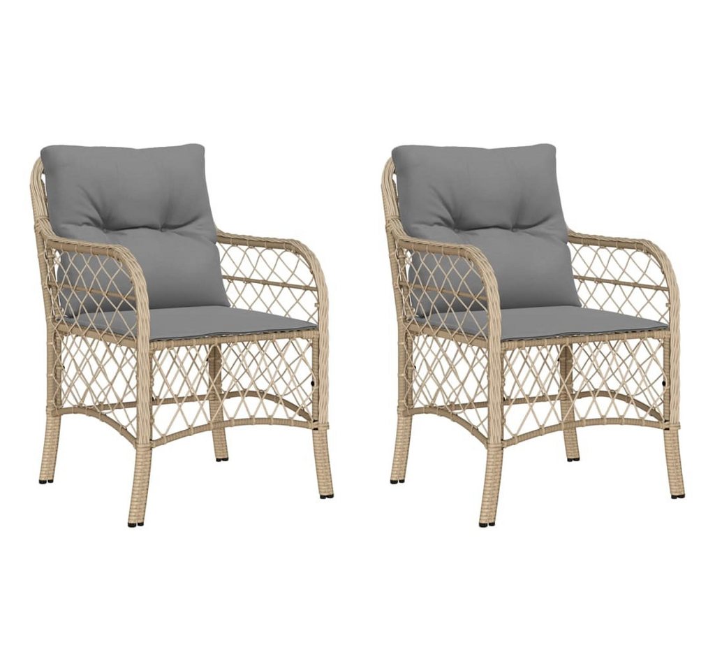 vidaXL Gartenstuhl Gartenstühle mit Kissen 2 Stk Beigemischung Polyrattan vidaXL Gartenstuhl Gartenstühle mit Kissen 2 Stk Beigemischung Polyrattan von vidaXL