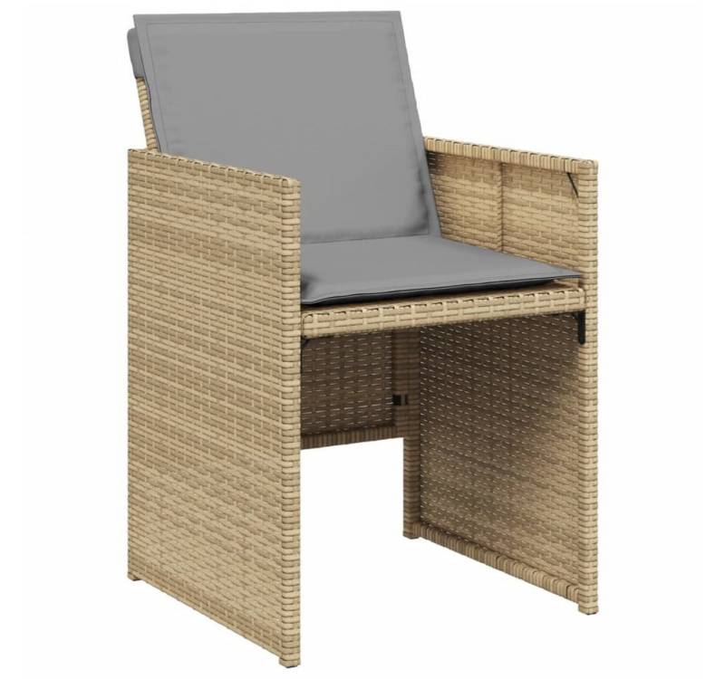 vidaXL Gartenstuhl Gartenstühle mit Kissen 4 Stk. Beigemischung Poly Rattan von vidaXL