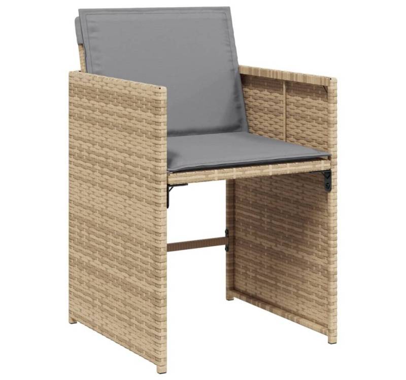 vidaXL Gartenstuhl Gartenstühle mit Kissen 4 Stk. Beigemischung Poly Rattan von vidaXL