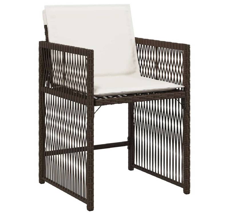 vidaXL Gartenstuhl Gartenstühle mit Kissen 4 Stk. Braun Poly Rattan (4 St) von vidaXL